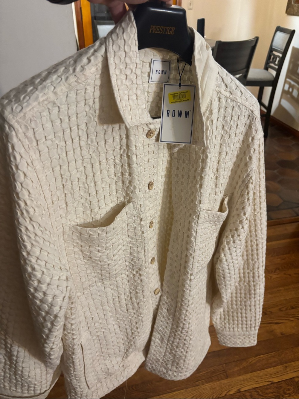 Cream Textured Button-Up men’s Shirt/Sweater